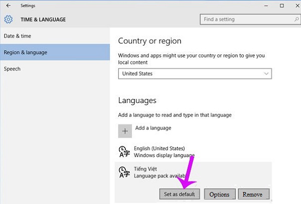 Cách cài đặt ngôn ngữ Tiếng Việt cho Windows 10