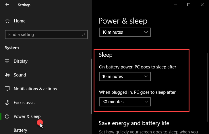 Cách chỉnh thời gian ngủ (Sleep) trên Windows 10
