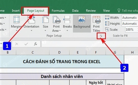 Cách đánh số trang trong Excel 2007