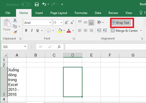 Cách xuống dòng trong Excel 2003