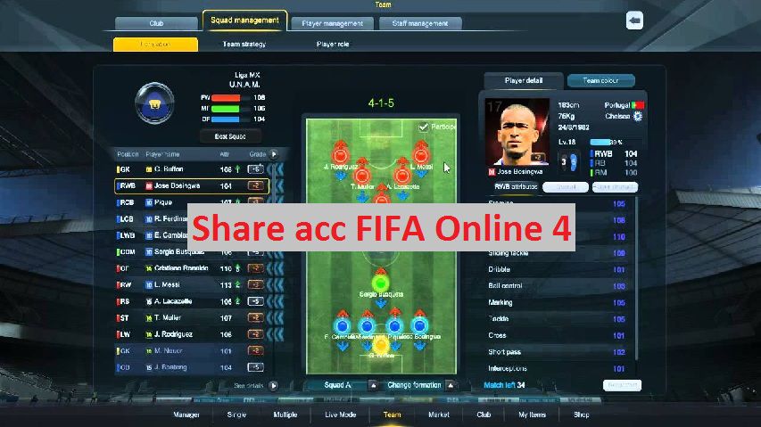 Share acc FIFA Online 4 miễn phí mới nhất