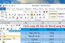 Cách copy dữ liệu từ Word sang Excel giữ nguyên định dạng
